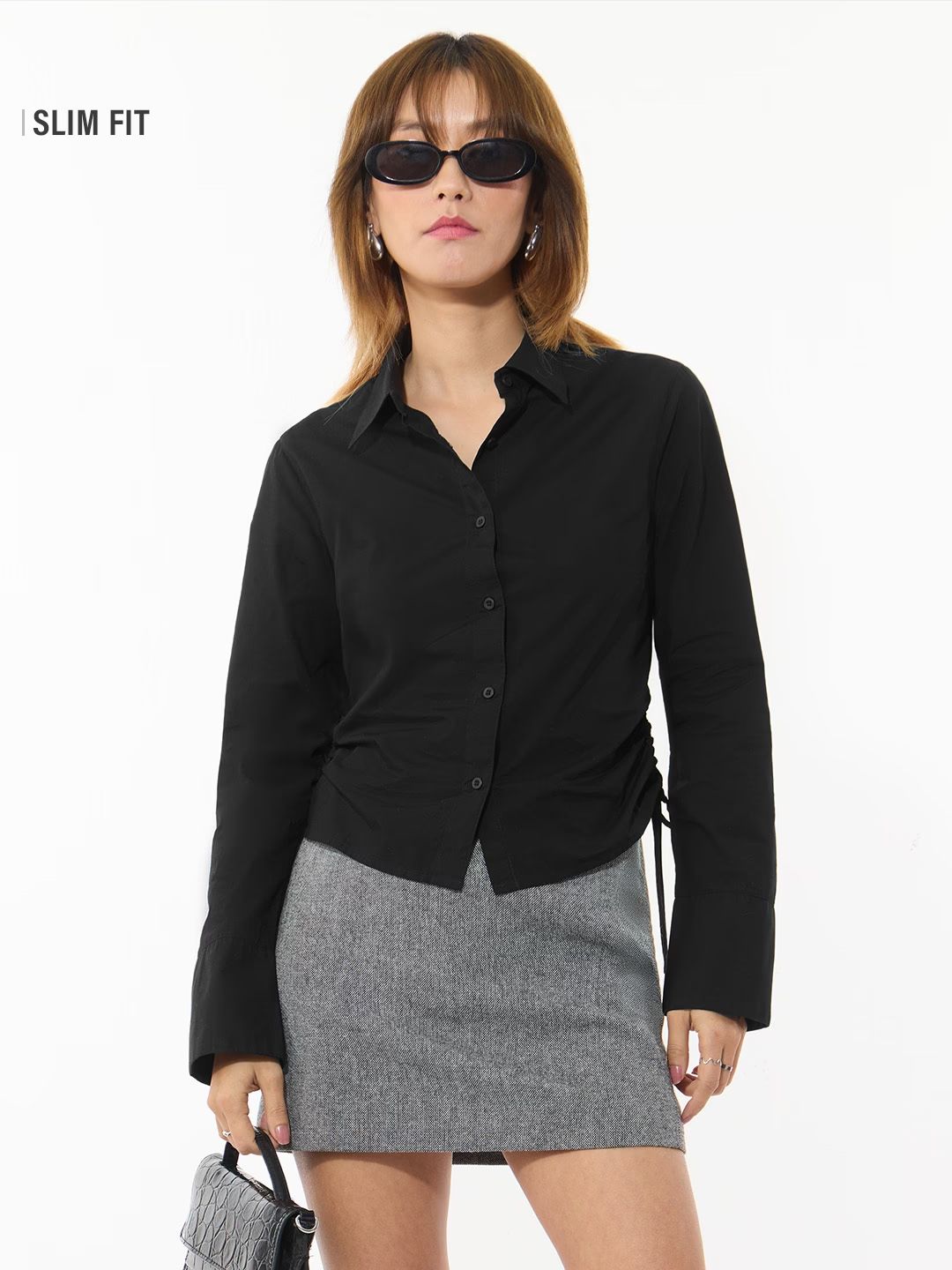 Tailored Solids: Raven Black Women Fitted Shirts
