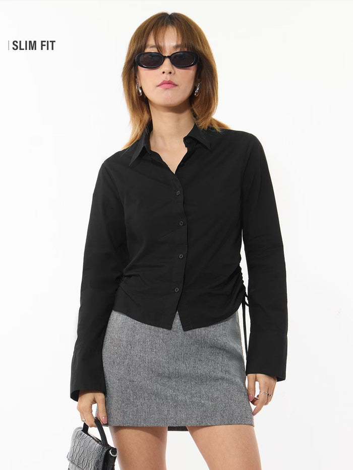 Tailored Solids: Raven Black Women Fitted Shirts
