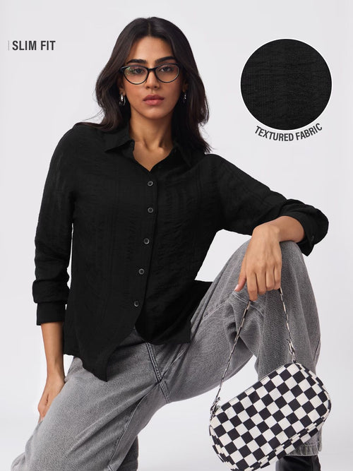 Textured Shirt: Aura Women Fitted Shirts