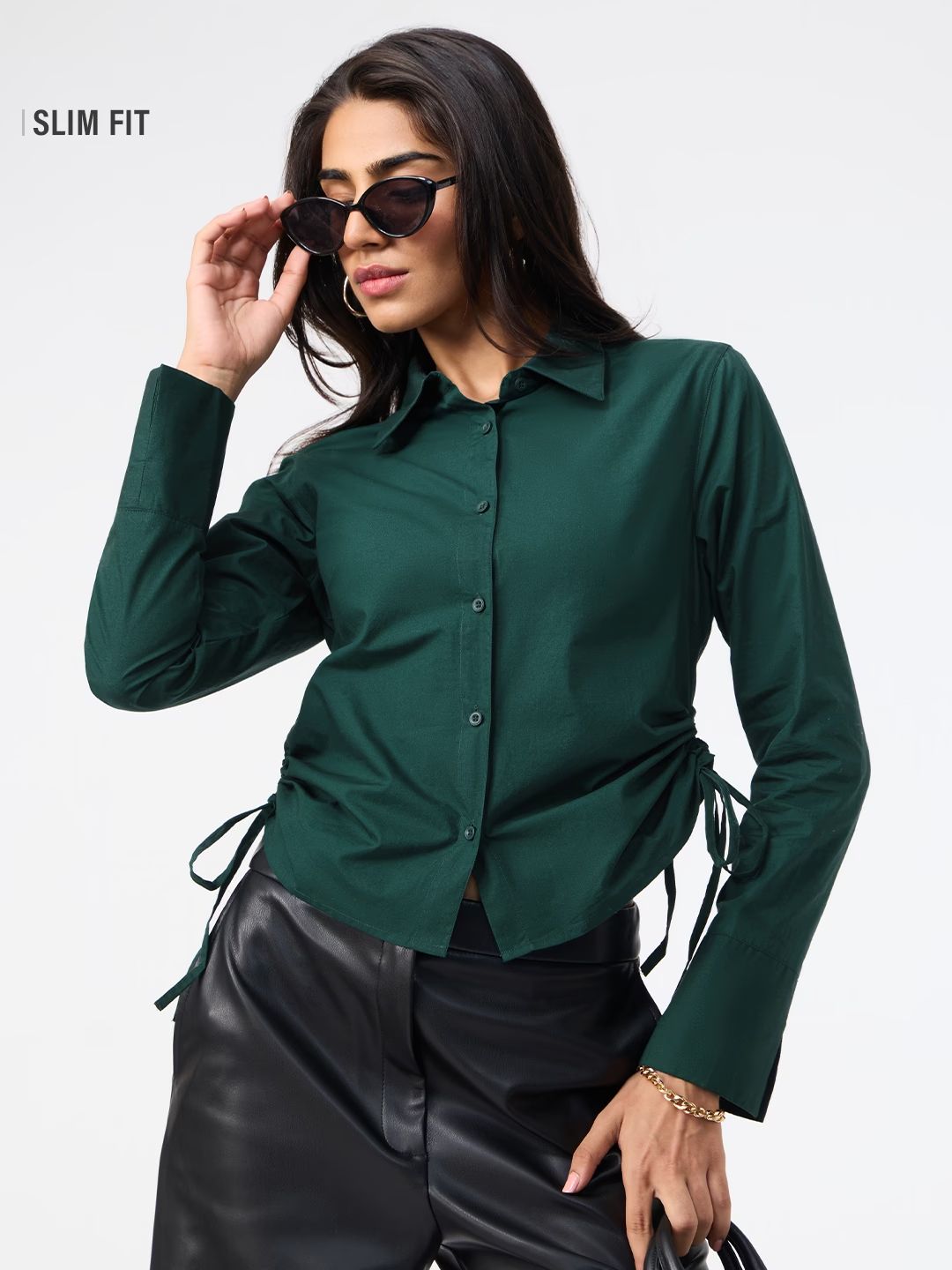 Tailored Solids: Emerald Women Fitted Shirts