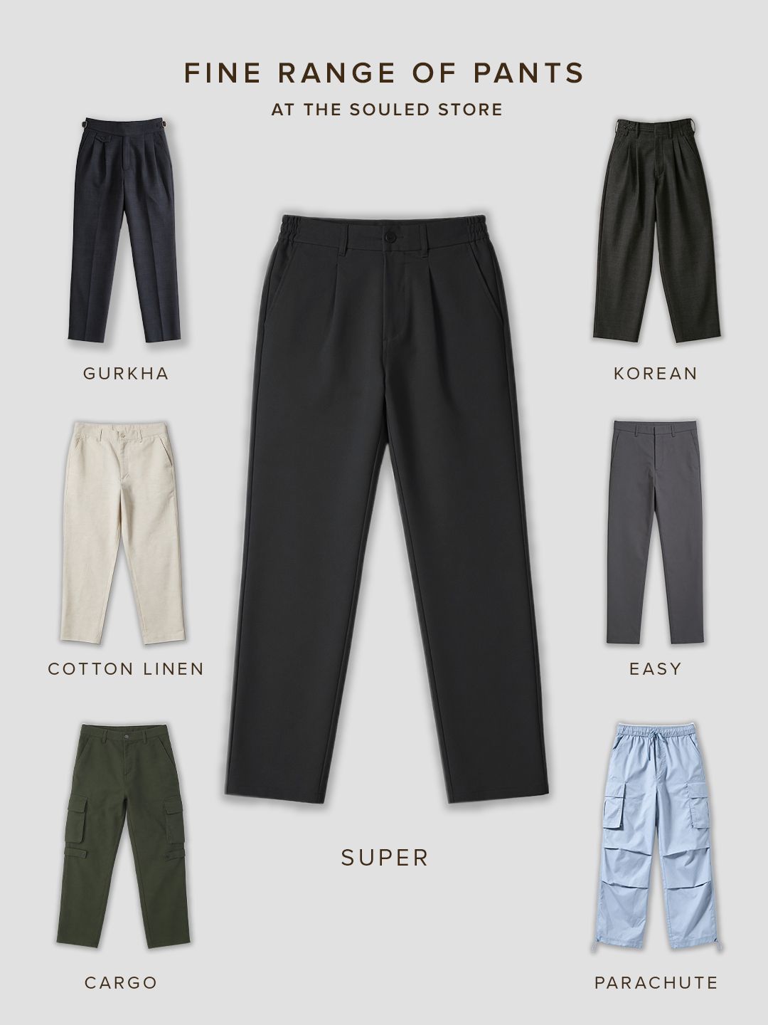 Super Pants: Black (Classic Fit) Men Super Flex Pants