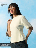 Street Solids: Ivory Women Oversized T-Shirts