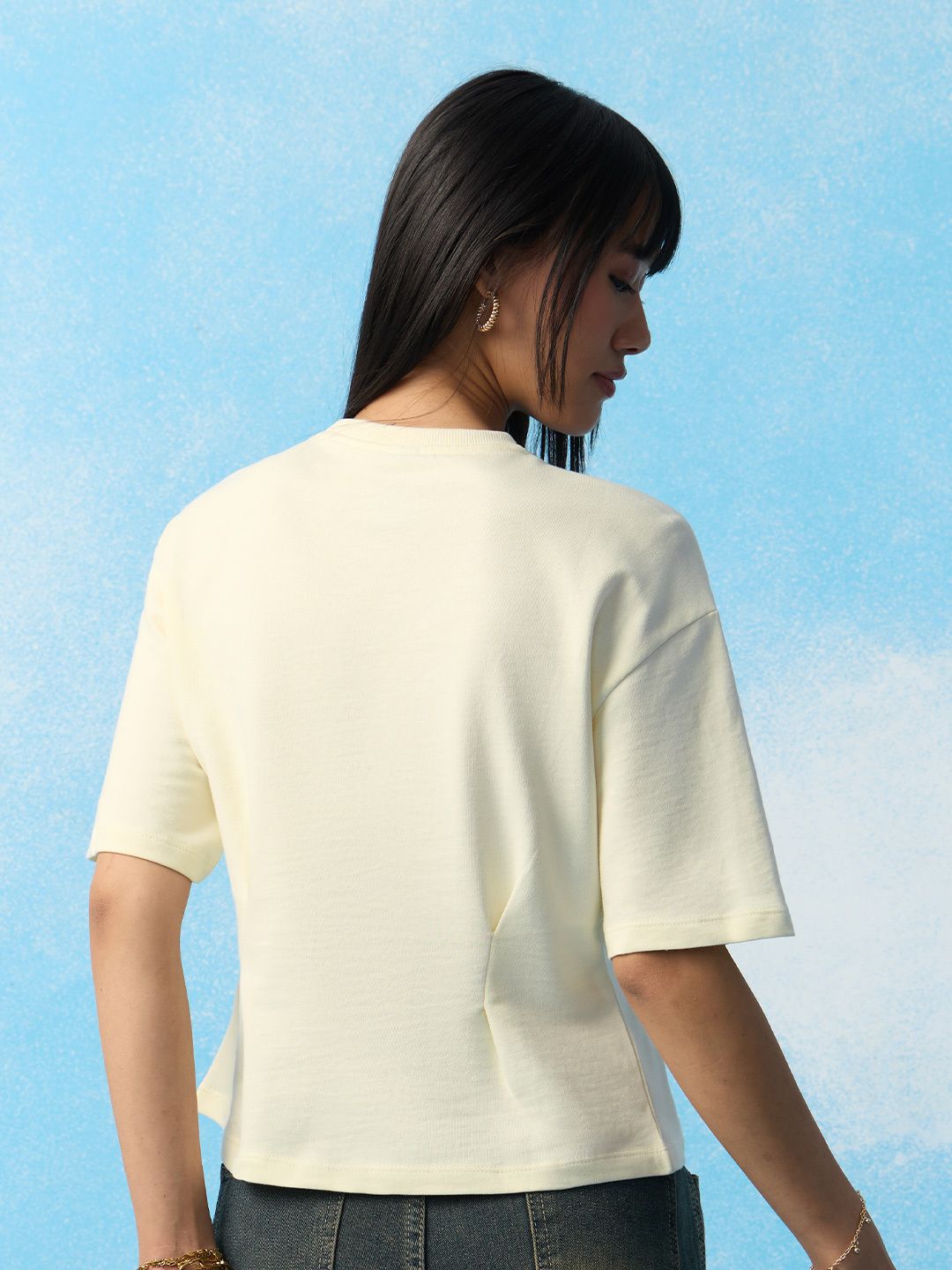 Street Solids: Ivory Women Oversized T-Shirts
