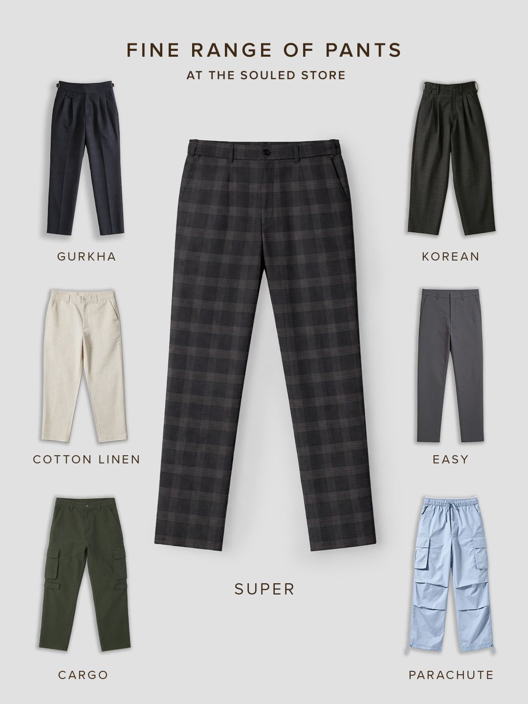 Super Pants: Dark Grey Checks Men Super Flex Pants