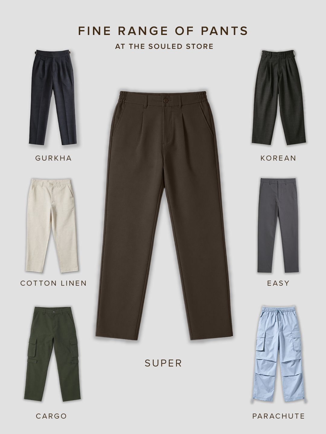 Super Pants: Mocha (Classic Fit) Men Super Flex Pants