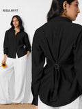 Back Tie Up Shirt: Black Women Oversized Shirts
