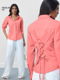 Back Tie-Up Shirt: Coral Women Regular Shirts