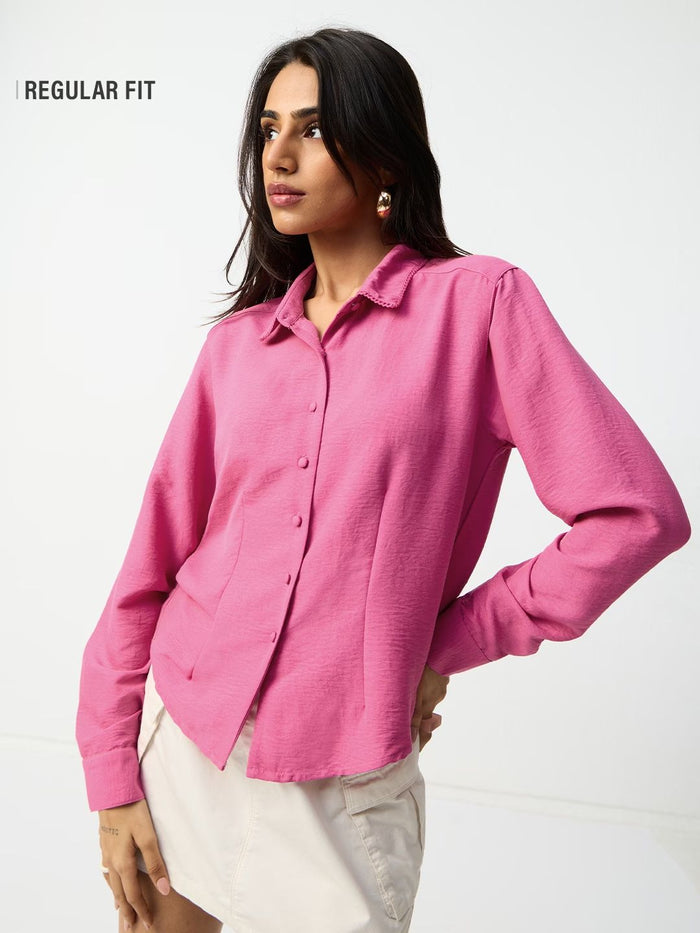 Classic Solids: Raspberry Pink Women Regular Shirts