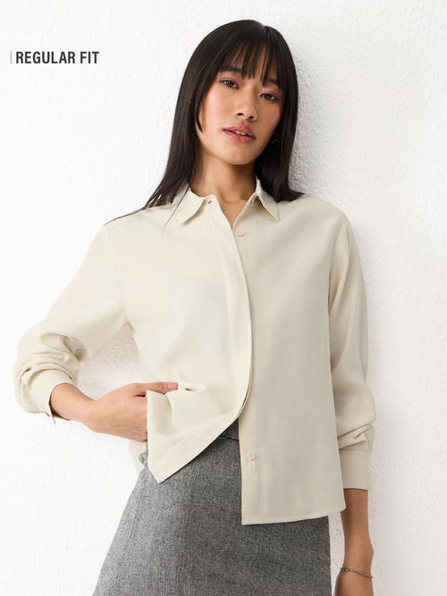 Classic Solids: CrÃ¨me Women Regular Shirts
