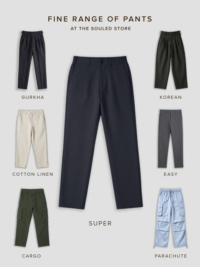 Super Pants: Azure Blue (Classic Fit) Men Super Flex Pants
