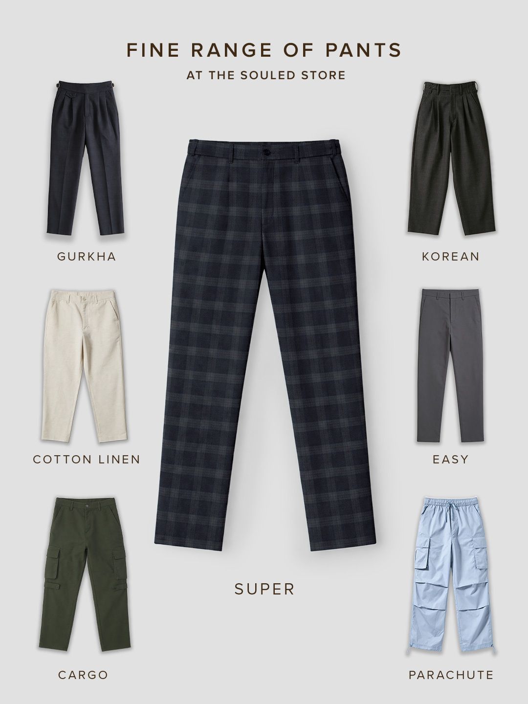 Super Pants: Navy Checks Men Super Flex Pants