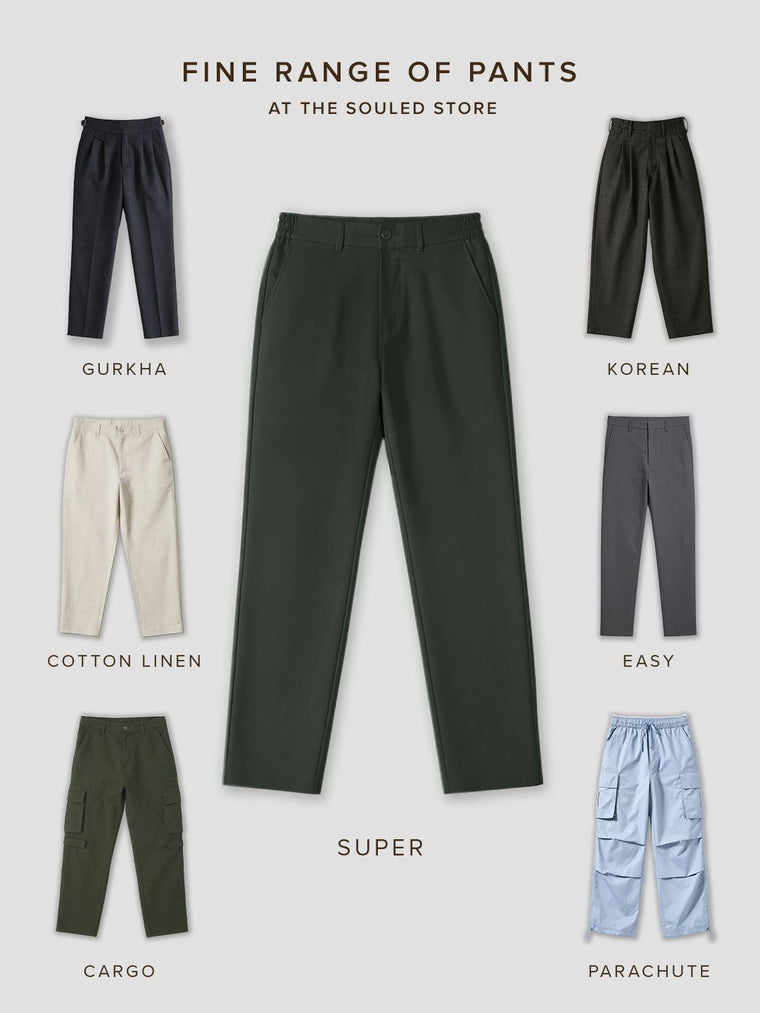Super Pants: Hunter Green (Classic Fit) Men Super Flex Pants
