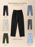 Pleated Striped Pants: Black Men Korean Pants