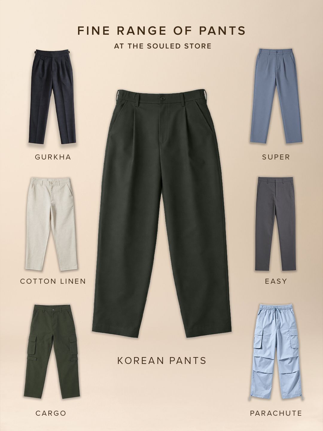 Korean Pants: Dark Olive Men Korean Pants