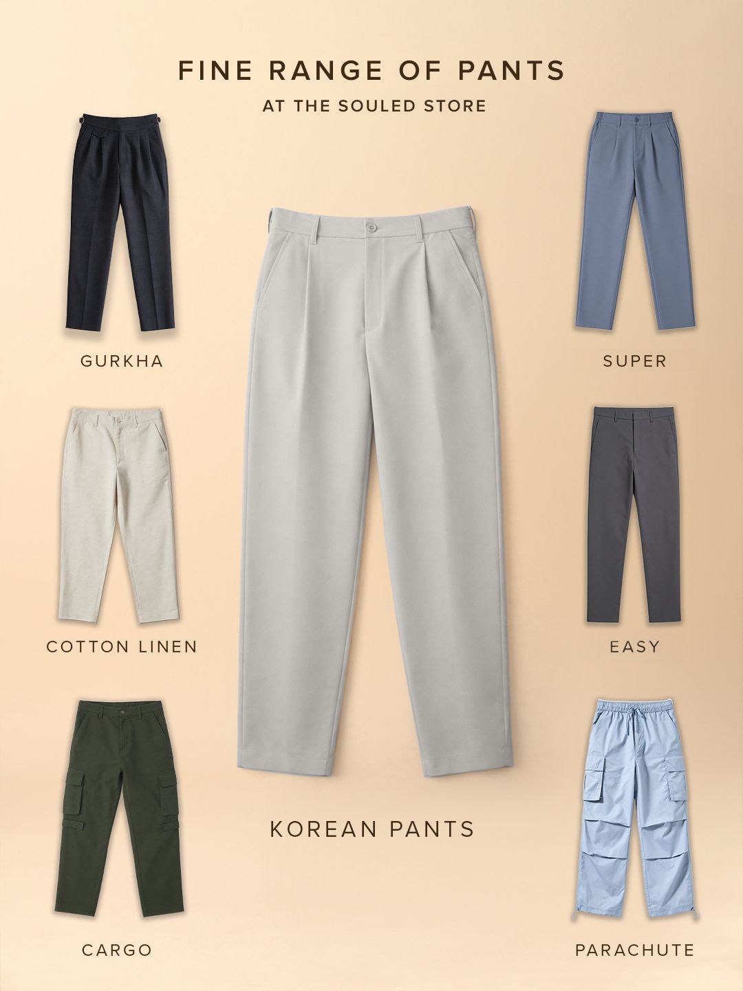 Korean Pants: Light Grey Men Korean Pants