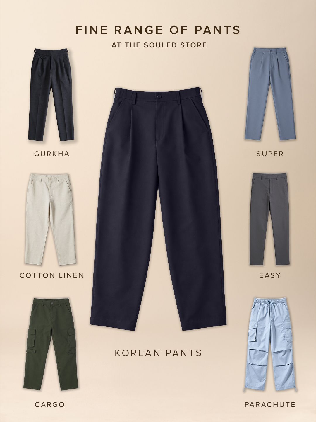 Korean Pants: Navy Men Korean Pants