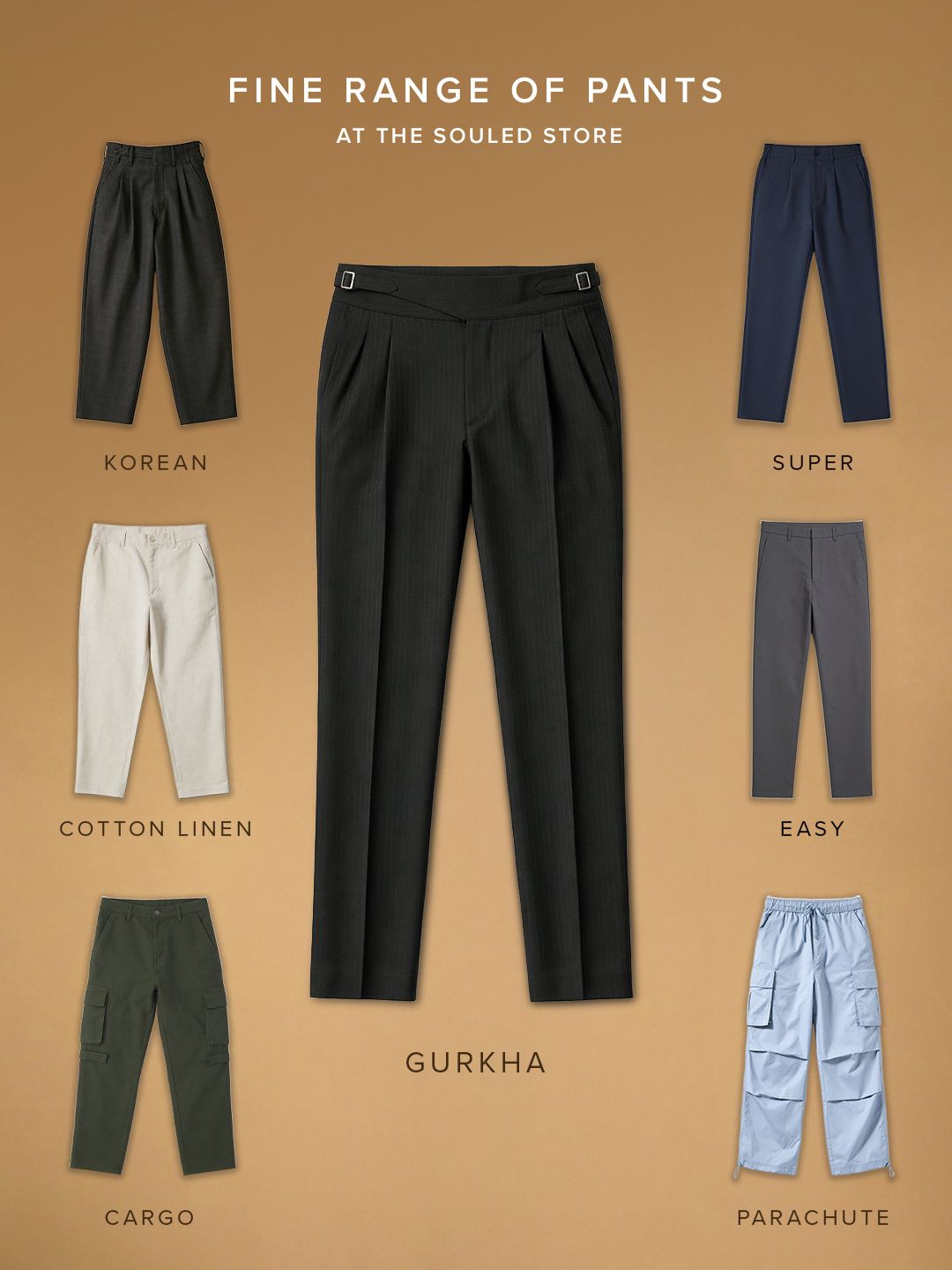 Gurkha Pants: Charcoal Grey Stripes Men Super Flex Pants