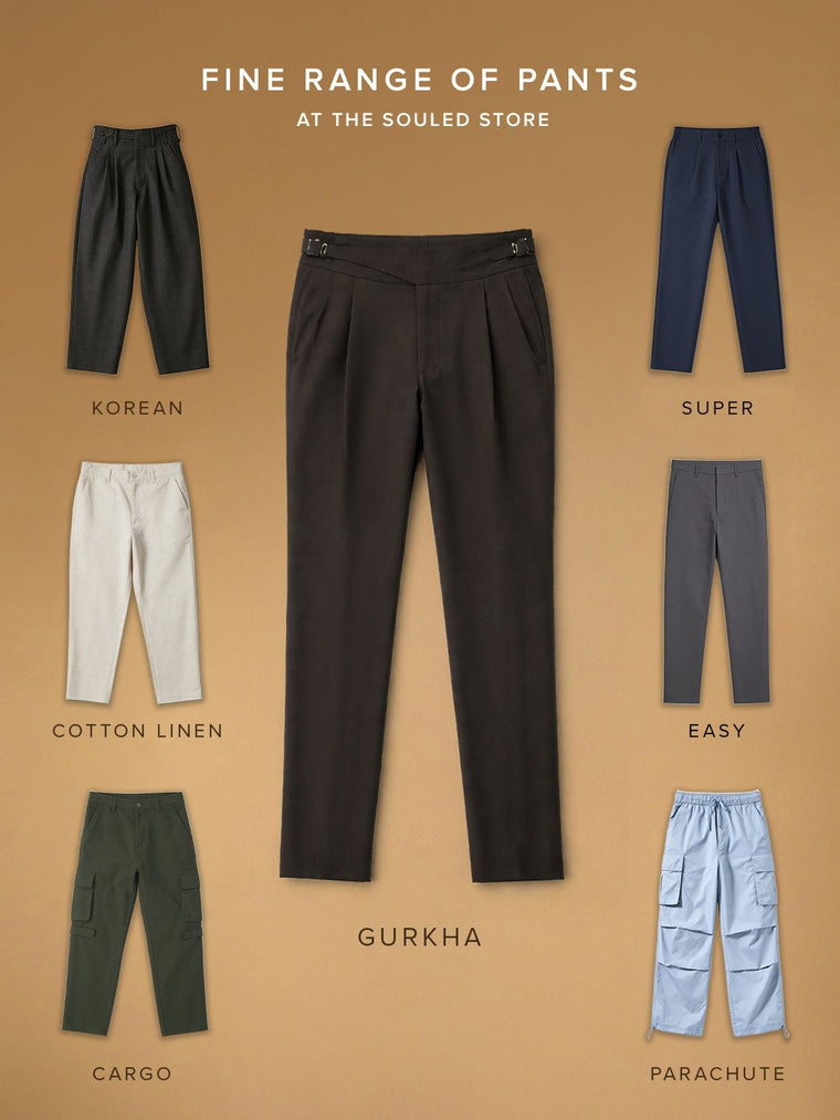 Gurkha Pants: Dark Brown Men Super Flex Pants
