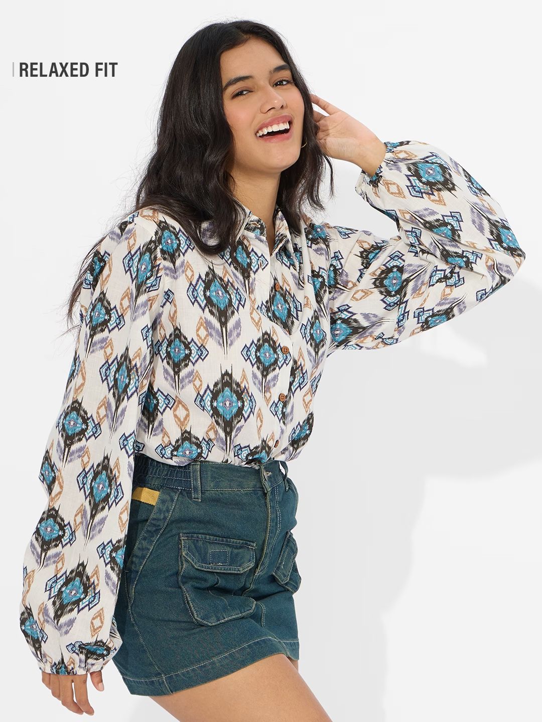 TSS Originals: Ikat Twist Women Relaxed Shirts