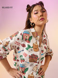 Cotton Linen Shirt: Strawberry Women Relaxed Shirts