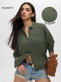 Textured Shirt: Hunter Green Women Relaxed Shirts