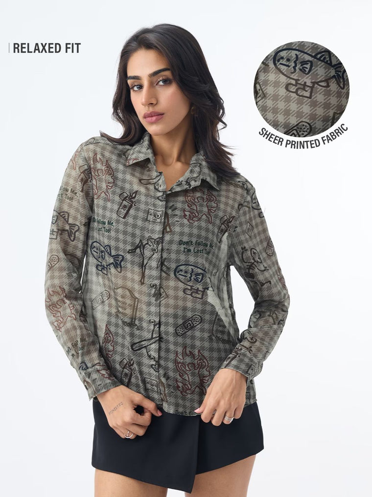 Sheer Shirt: Mystique Women Relaxed Shirts