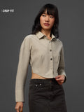 Cropped Shirt: Macadamia Women Cropped Shirts