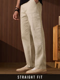 Solids: Light Beige (Straight Fit) Men Cargo Jeans