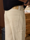 Solids: Light Beige (Straight Fit) Men Cargo Jeans