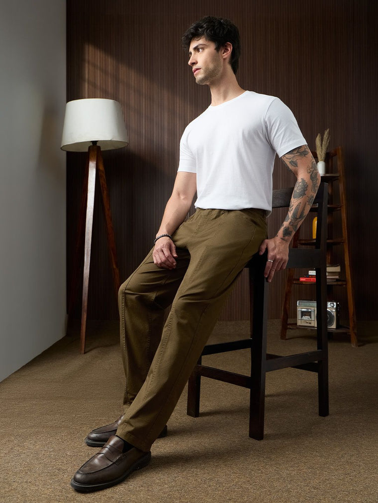 Straight Pant: Roasted Coffee Men Pants
