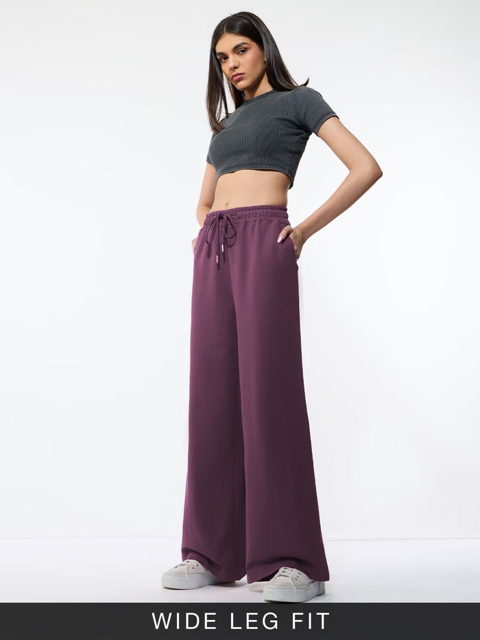 Wide Solid Joggers: Orchid Women Wide Joggers
