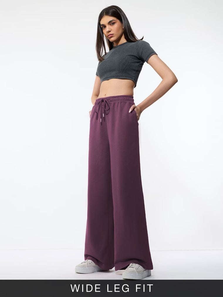 Wide Solid Joggers: Orchid Women Wide Joggers