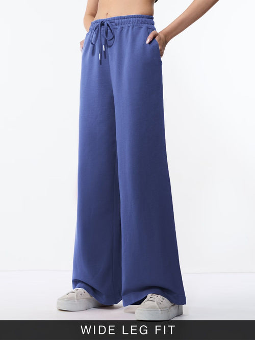 Core Solid Joggers: Steel Mist Women Wide Joggers