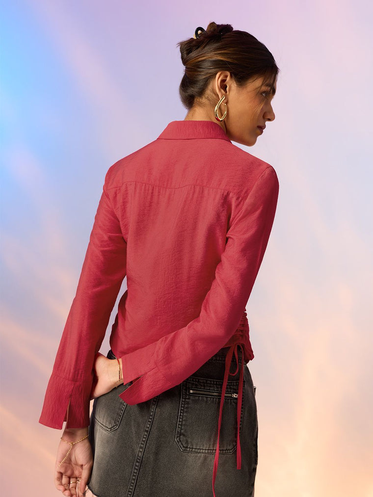 Tailored Solids: Wine Red Women Fitted Shirts