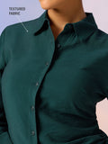 Tailored Solids: Dark Pine Women Fitted Shirts