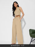 Solids: Beige Women Straight Pants