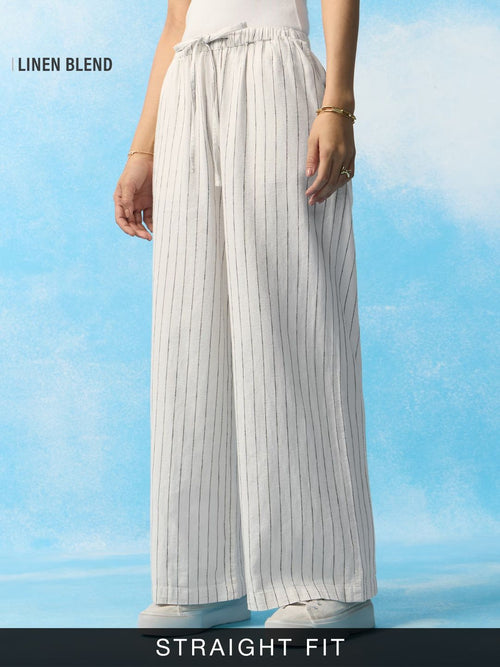 Cotton Linen Pant: Soleil Women Straight Pants