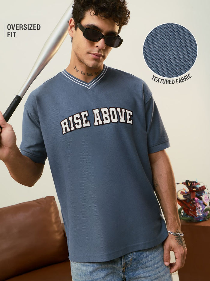 Textured T-shirt: Blue League Oversized T-Shirts