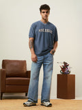 Textured T-shirt: Blue League Oversized T-Shirts
