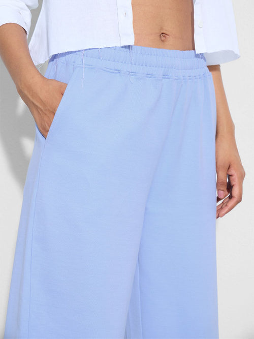 Core Solid Joggers: Powder Blue Women Straight Joggers