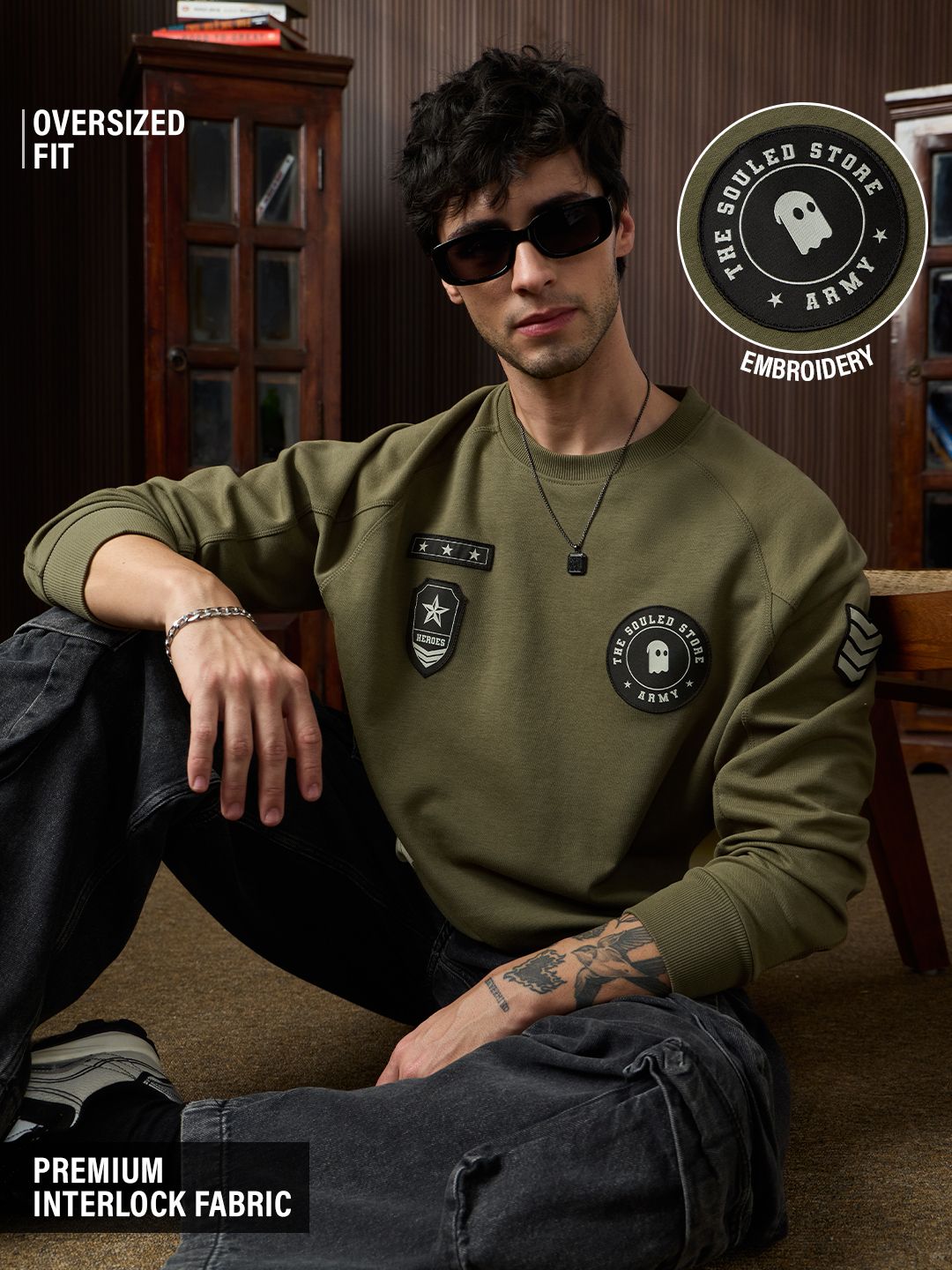 TSS Originals: Army Oversized Full Sleeve T-Shirts