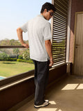 Textured Polo: Ivory Grey Textured Polos