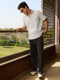 Textured Polo: Ivory Grey Textured Polos