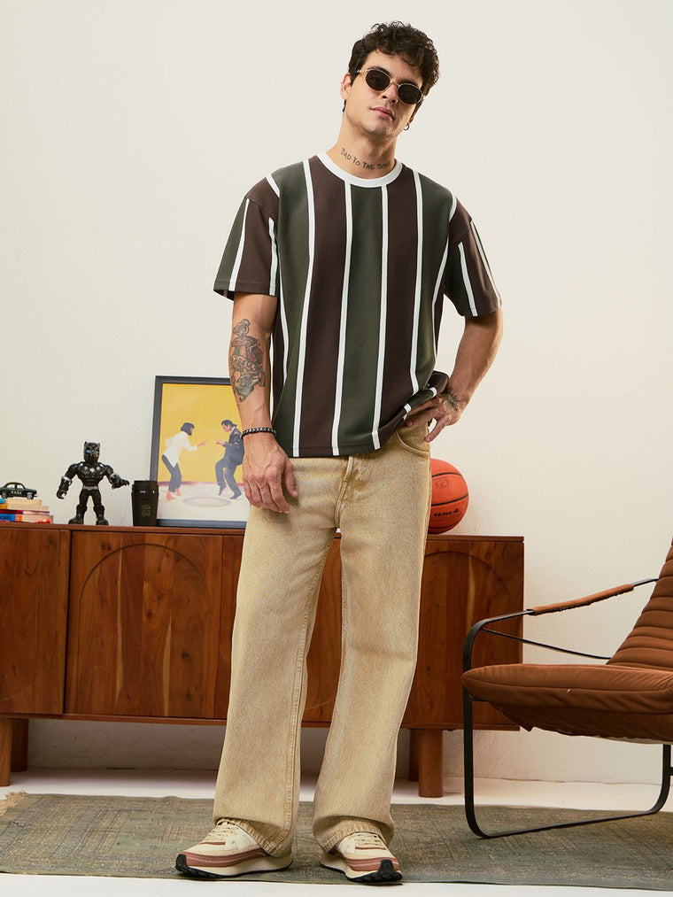 Striped T-Shirt: Olive Branch Oversized T-Shirts