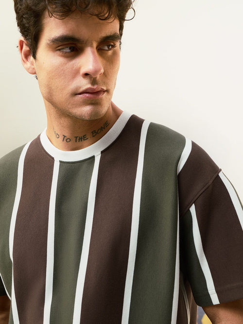 Striped T-Shirt: Olive Branch Oversized T-Shirts