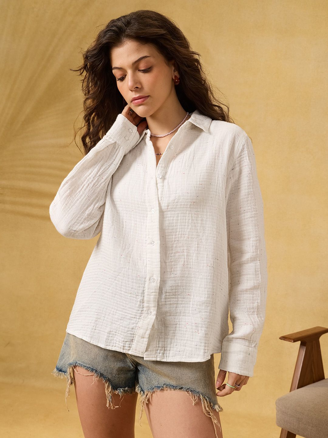 Textured Shirt: Pixie Dust Women Relaxed Shirts