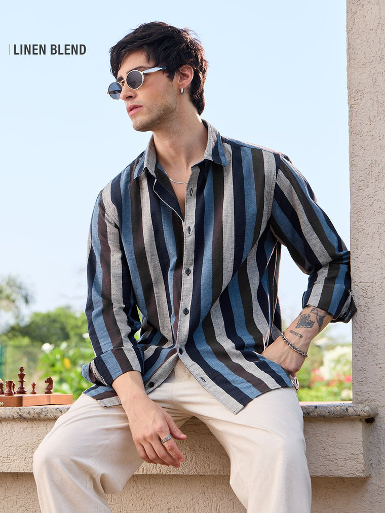 Cotton Linen Stripes: Pluto Cotton Linen Shirts