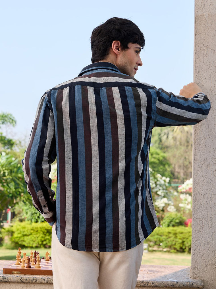 Cotton Linen Stripes: Pluto Cotton Linen Shirts