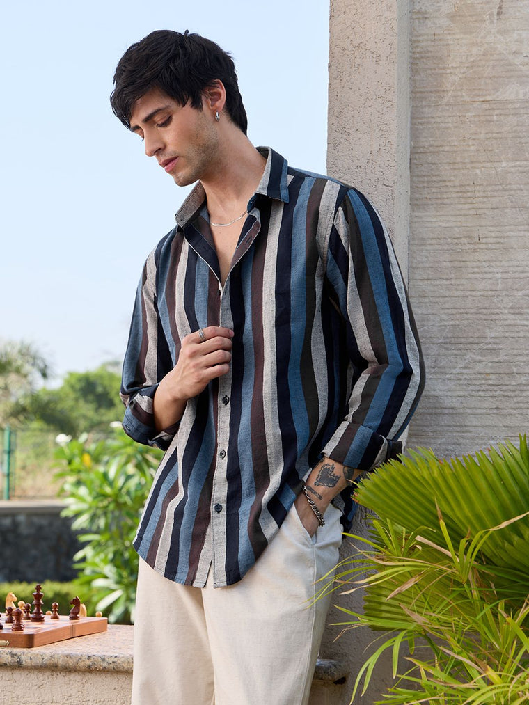 Cotton Linen Stripes: Pluto Cotton Linen Shirts