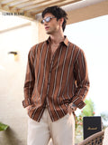 Cotton Linen Stripes: Chestnut Cotton Linen Shirts